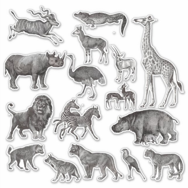 African Animal Vintage Illustrations (Front)