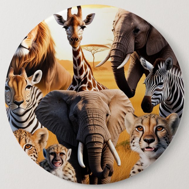 African animals 6 inch round button (Front)