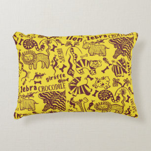 African Animals: Cultural Seamless Pattern. Accent Pillow
