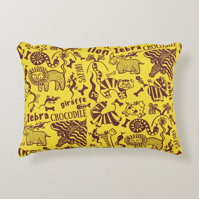 African Animals: Cultural Seamless Pattern. Accent Pillow (Front)