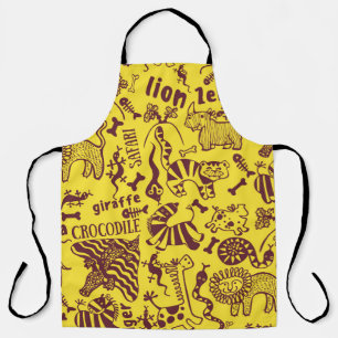 African Animals: Cultural Seamless Pattern. Apron