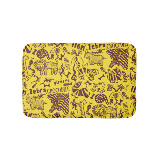 African Animals: Cultural Seamless Pattern. Bath Mat