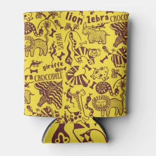 African Animals: Cultural Seamless Pattern. Can Cooler