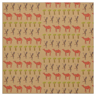 African Animals Cute Illustration Fabric