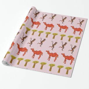 African Animals Cute Illustration  Wrapping Paper