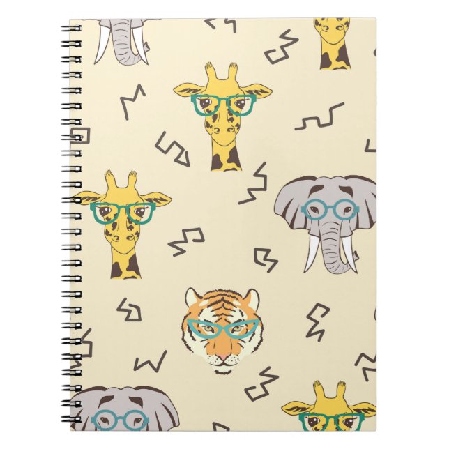 African Animals: Cute Seamless Pattern Notebook (Front)
