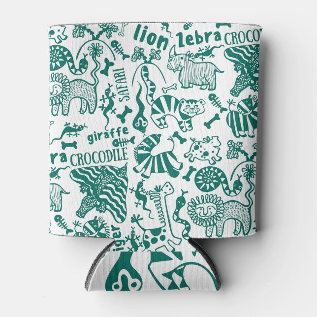 African animals: diverse seamless pattern. can cooler (Front)