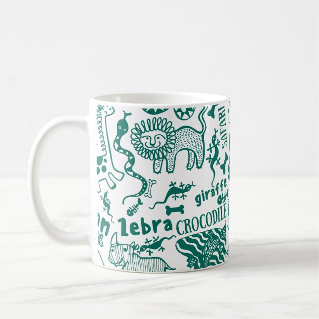 African animals: diverse seamless pattern. coffee mug (Left)