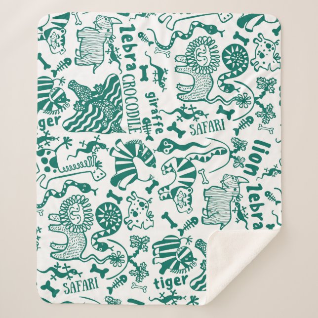 African animals: diverse seamless pattern. sherpa blanket (Front)