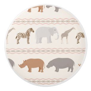 African animals pattern 1 ceramic knob