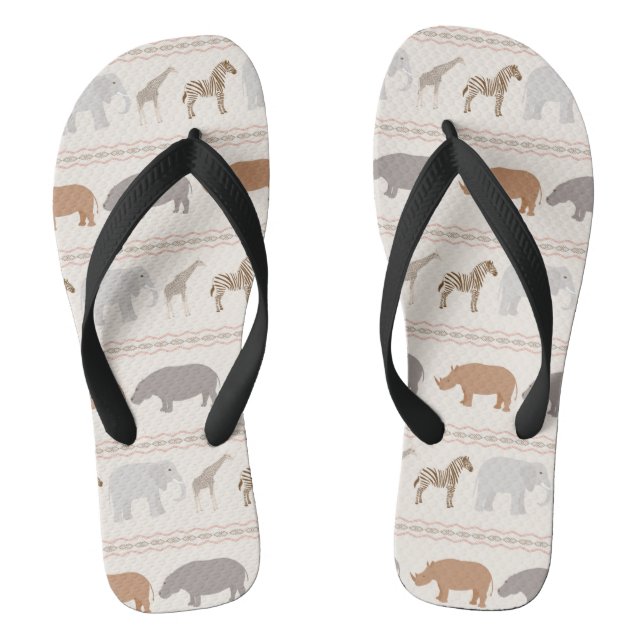 African animals pattern 1 flip flops (Footbed)