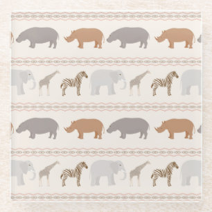 African animals pattern 1 glass coaster