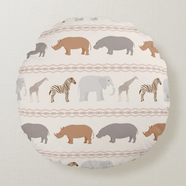 African animals pattern 1 round pillow (Front)