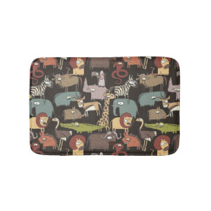 African Animals Pattern Bath Mat