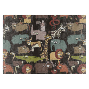 African Animals Pattern Cutting Board