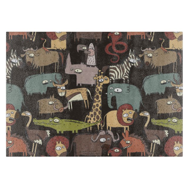 African Animals Pattern Cutting Board (Front)
