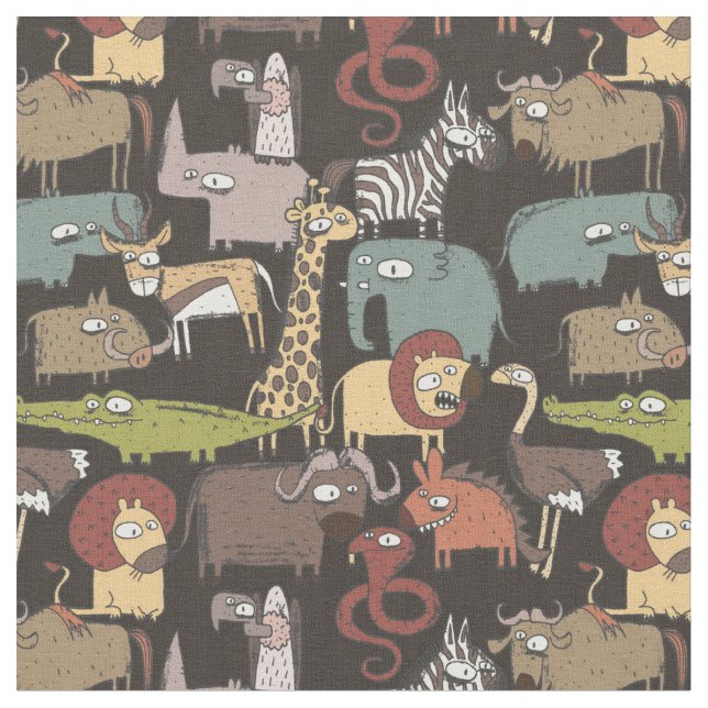 African Animals Pattern Fabric (Close Up)