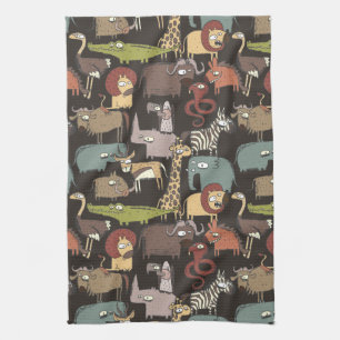 African Animals Pattern Kitchen Towel