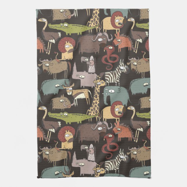 African Animals Pattern Kitchen Towel (Vertical)