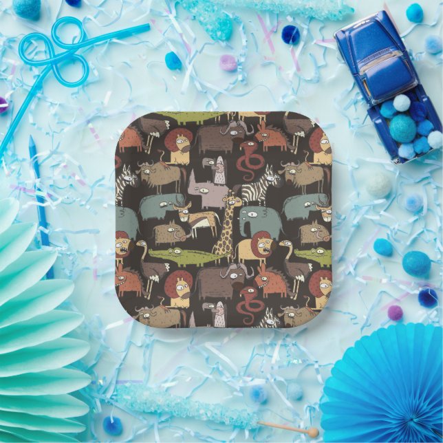 African Animals Pattern Paper Plate (Party)