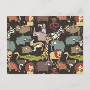 African Animals Pattern Postcard