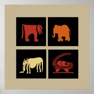 african animals pattern poster