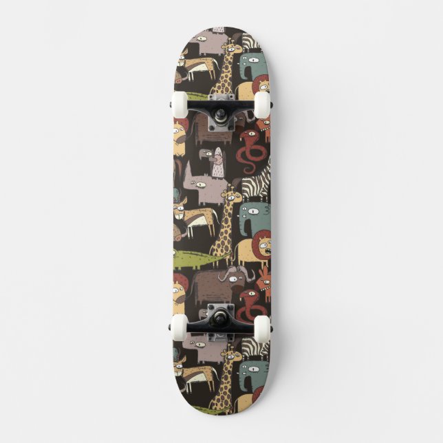 African Animals Pattern Skateboard (Front)
