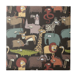 African Animals Pattern Tile