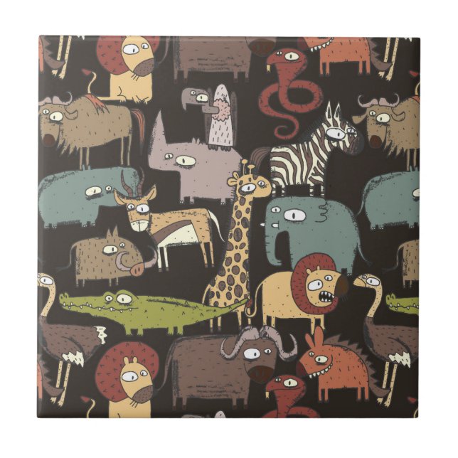 African Animals Pattern Tile (Front)