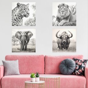 African Animals Pencil Drawing