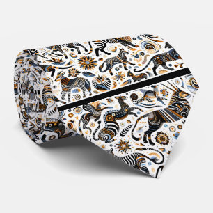 African Animals Print Boho Tie