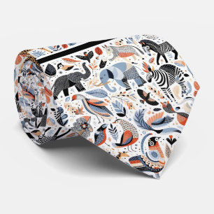 African Animals Print Boho Tie