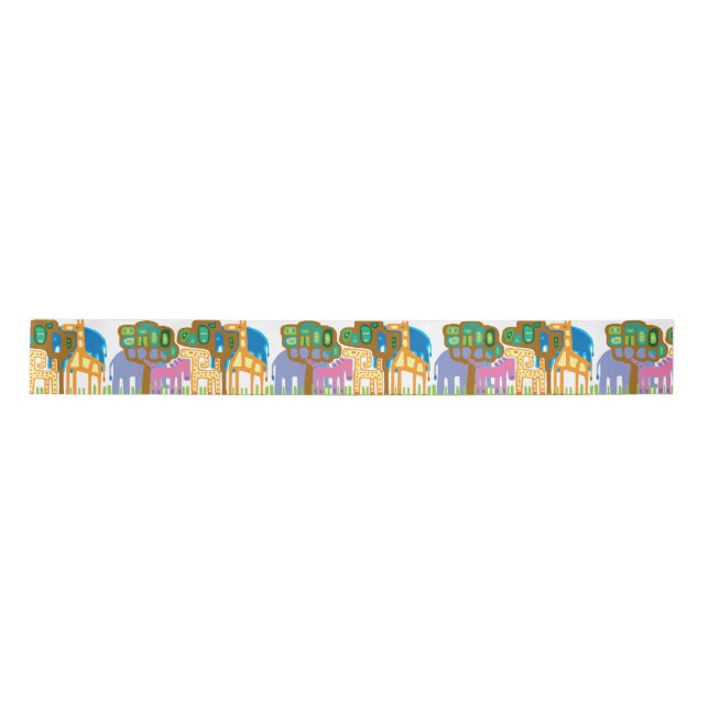 African animals satin ribbon (Front)