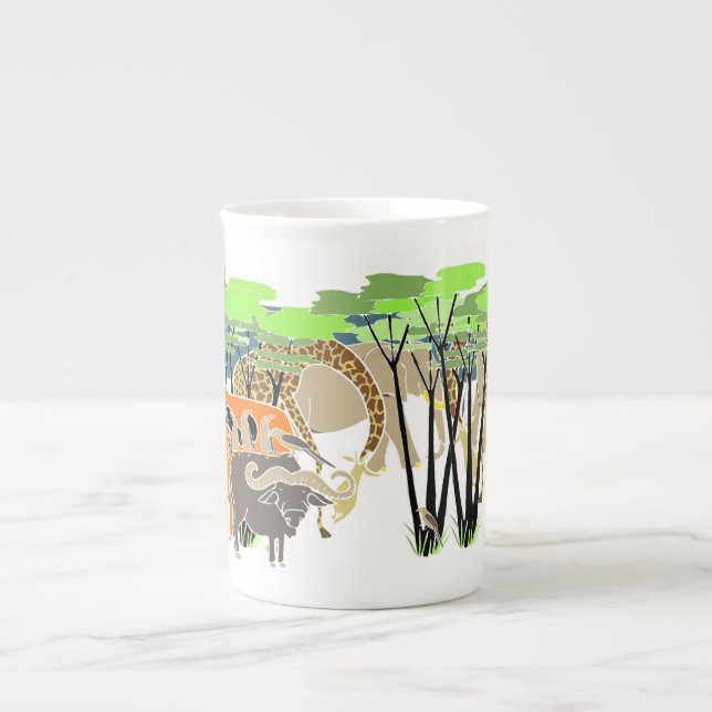 African Animals, the majestic safari  Bone China Mug (Front)