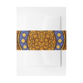 African Ankara Blue Floral Belly Band Invitation Belly Band