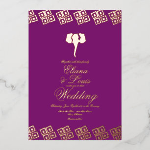 African Ankara Elephant Purple Wedding Pressed  