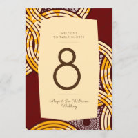 African Ankara Kitenge Gold Floral Table Number