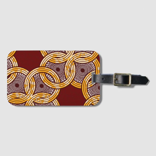 African Ankara Kitenge Gold Luggage Tag (Front Horizontal)