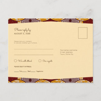 African Ankara Kitenge Gold RSVP Meal Postcard