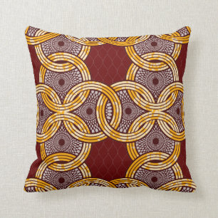 African Ankara Kitenge Gold Throw Pillow