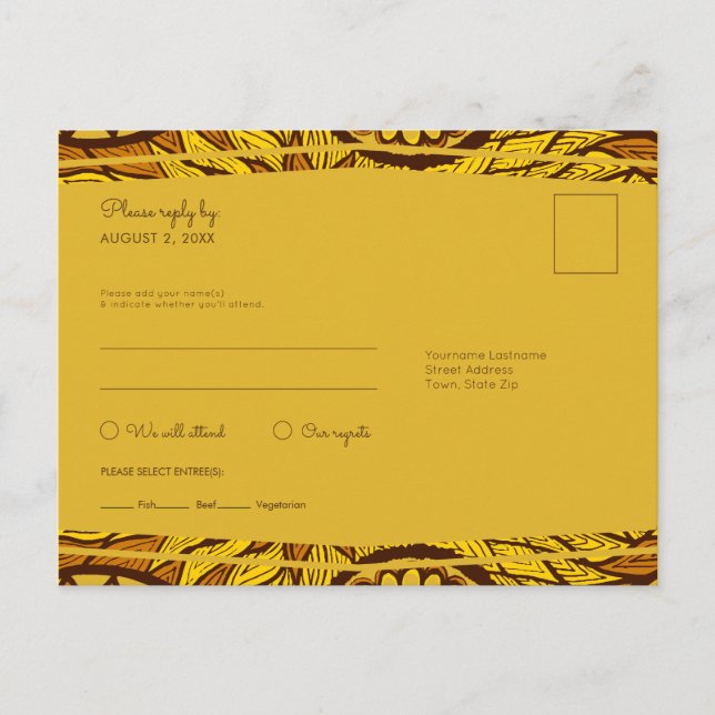 African Ankara Red Floral RSVP Meal Postcard (Front)