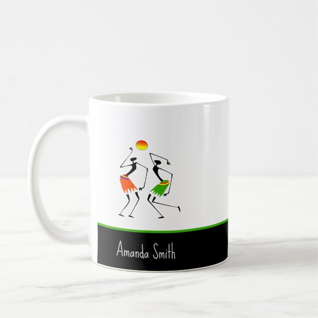 African Art, Awesome and Bright Sun Dance Coffee Mug (Left)