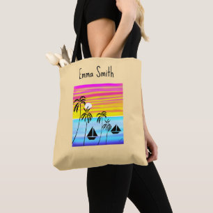 African Art, Awesome and Cute Tropical Sailing Tote Bag