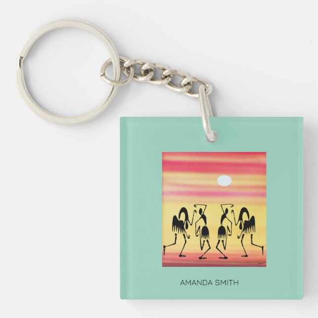 African Art, Awesome Break Dance  Keychain (Front)