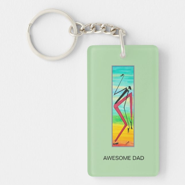 African Art Awesome Watercolor Tricky Dancer  Keychain (Front)