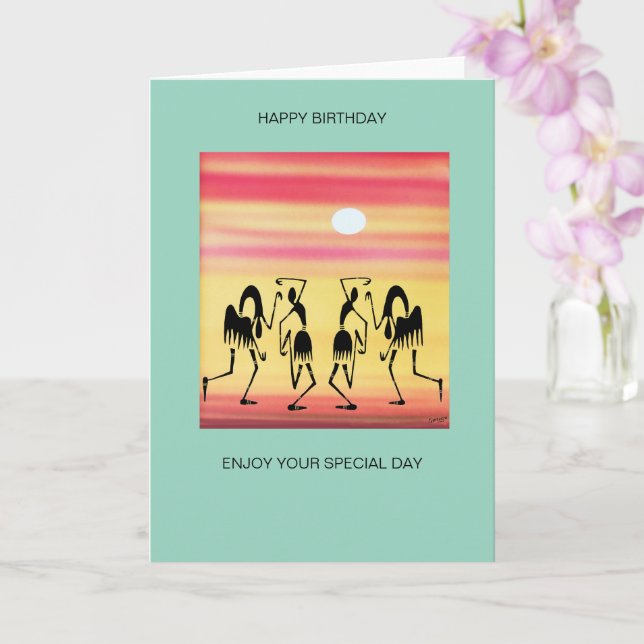 African Art, Break Dance Birthday Card (Orchid)