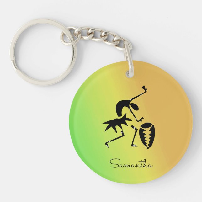 African Art, Colourful, Awesome Silhouette Dancer Keychain (Front)