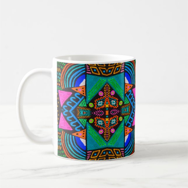 African art drawing. Seamless aztec pattern. Chero Coffee Mug (Left)