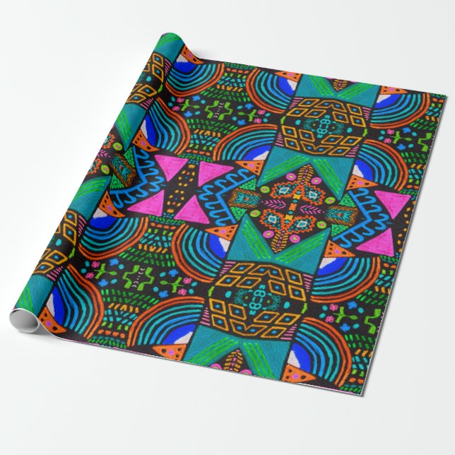 African art drawing. Seamless aztec pattern. Chero Wrapping Paper (Unrolled)
