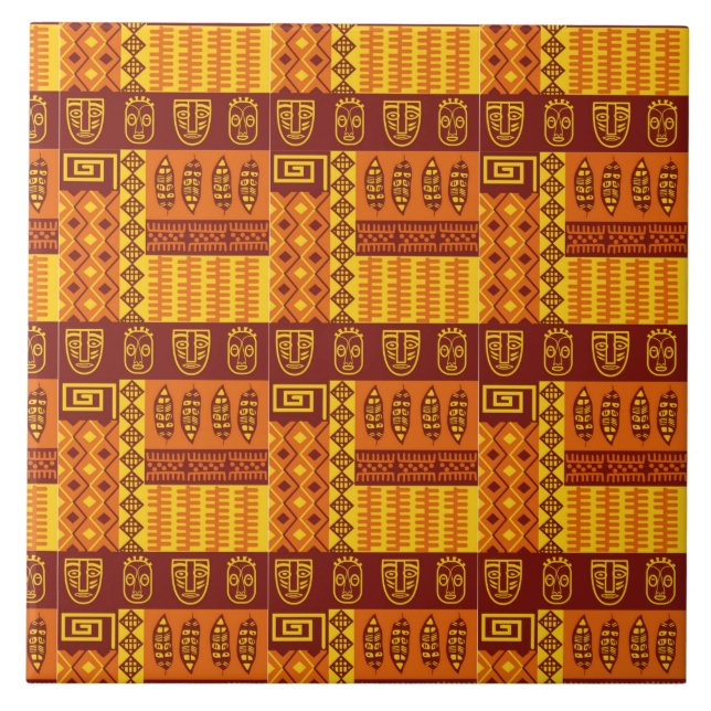 African Art Geometric Pattern Tile (Front)